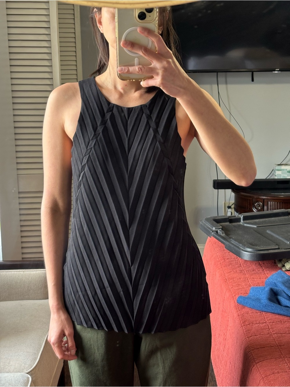 Pleated Geometric Tank Top